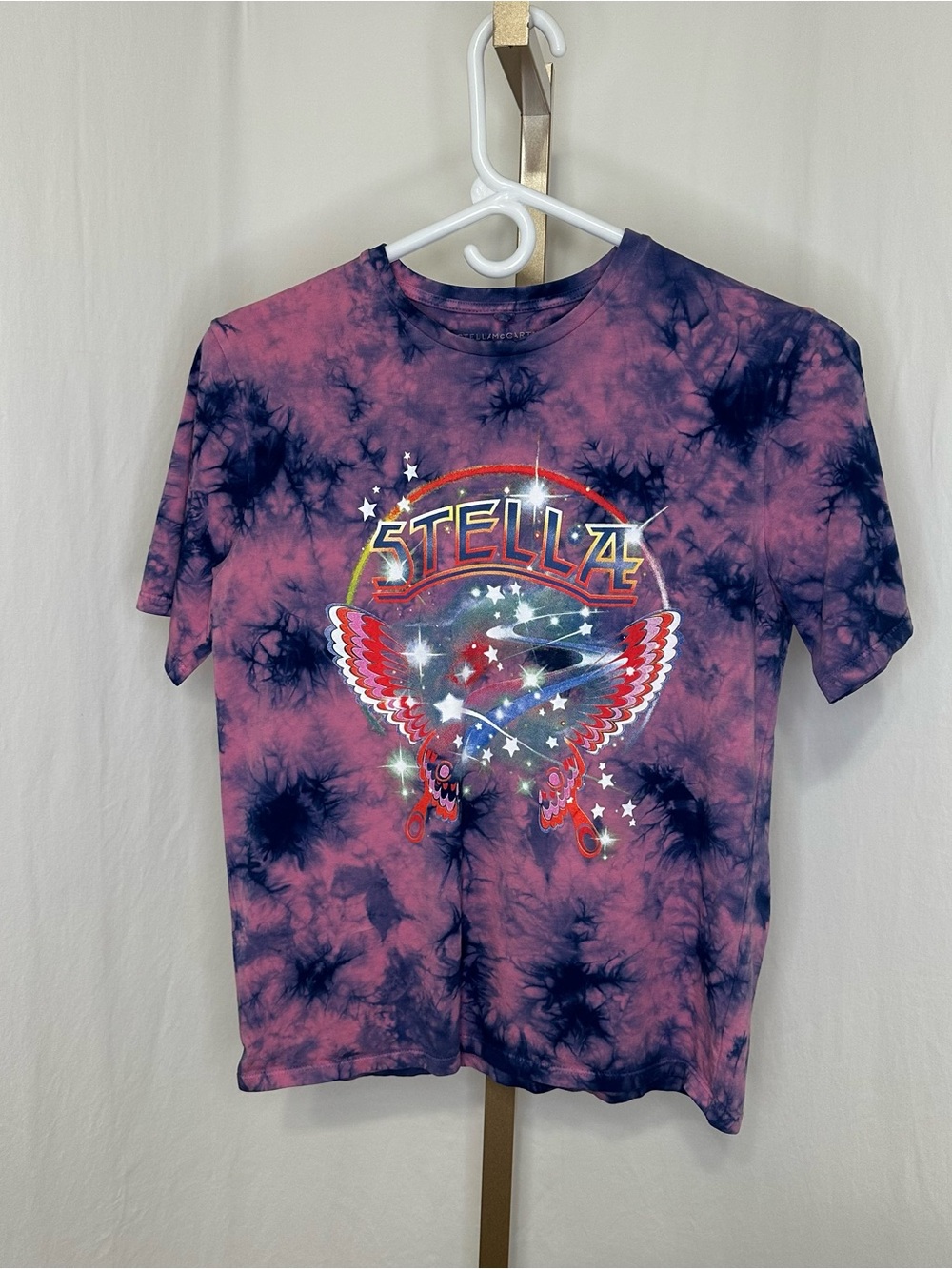 Stella McCartney girls Tie-Dye Graphic Tee - Pink & Navy Kids Shirt